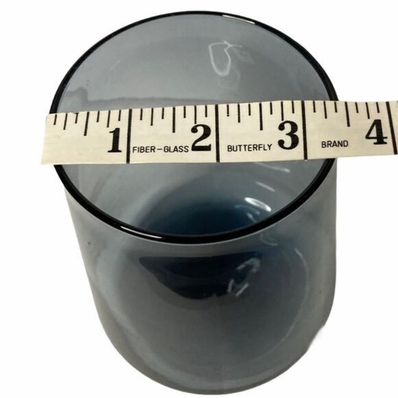 Mod Smokey Blue Glass Vase or Votive Candleholder - Picture 8 of 10